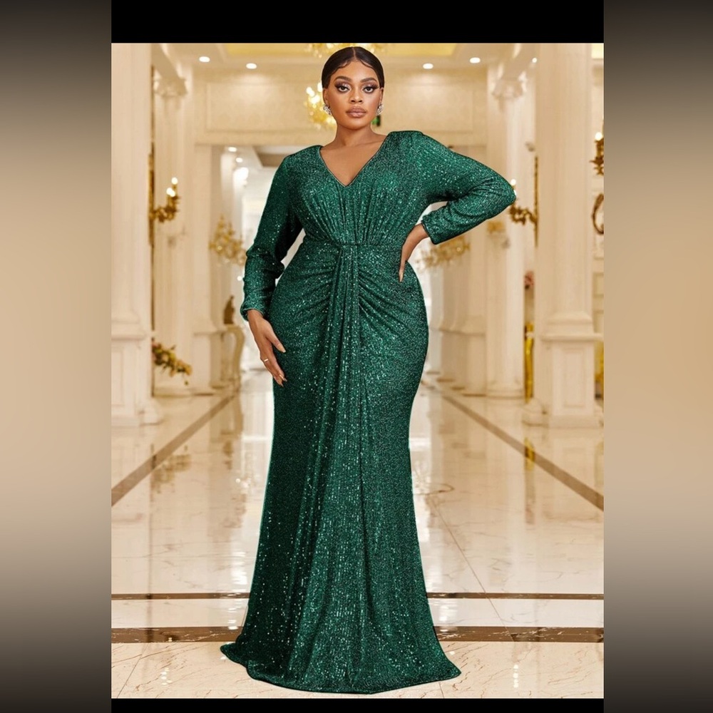 Dark Green Sequin Dress • Formal Dress • Mardi Gras Ball • Wedding